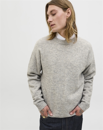 Jack & Jones - JJESoho Ollie Crew Neck Strik - Light Grey Melange 